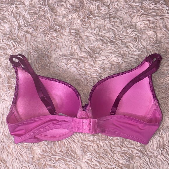 PINK & PURPLE LACE TRIM PUSH-UP BRA · SIZE 36B - Picture 3 of 5